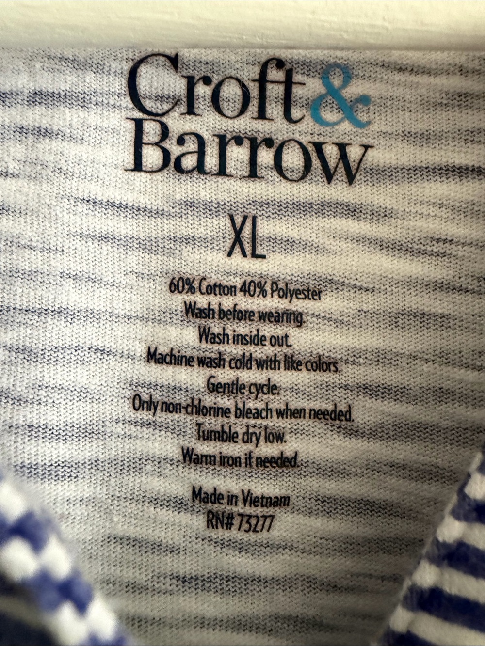 Croft and Barrow Navy & White Striped Henley Shirt for Women - Picture 2 of 3
